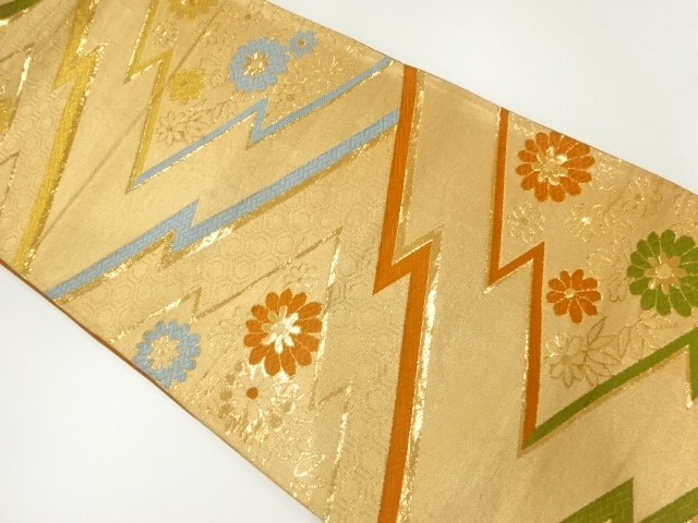 JAPANESE KIMONO / ANTIQUE FUKURO OBI / SILK / WOVEN MATSUKAWABISHI